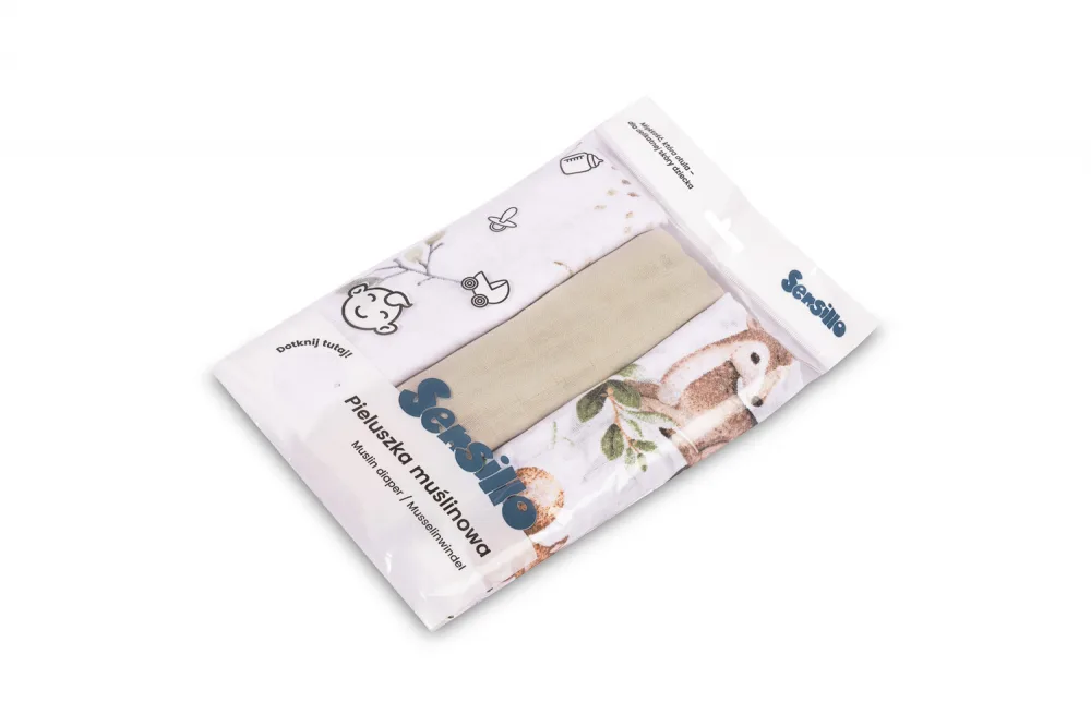 Set 3 scutece din muselina Sensillo Beige 60x80 cm EG-0004