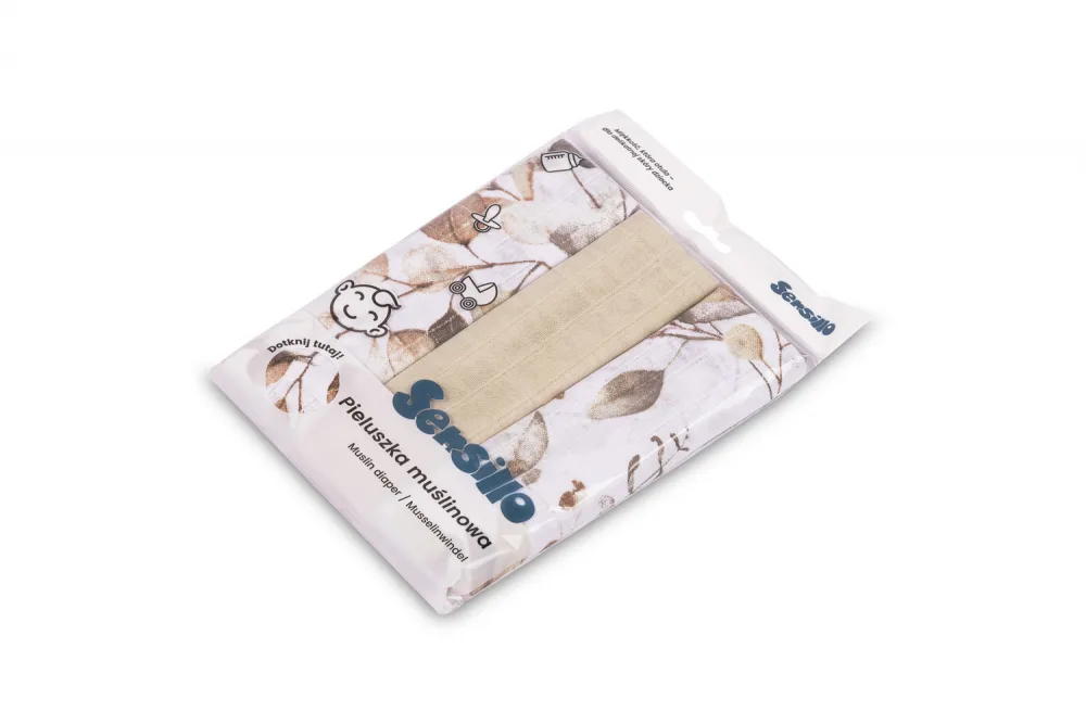 Set 3 scutece din muselina Sensillo Leaves Beige 60x80 cm EG-0005