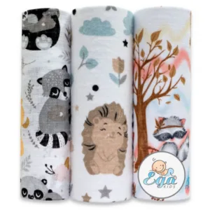 Set 3 scutece mix finet si muselina model Forest Animals