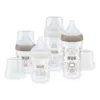 Set 4 biberoane cu tetina din silicon si control de temperatura 2 x 150 ml 0 luni + si 2 x 260 ml 3 luni + Nuk PM Heart Rainbow