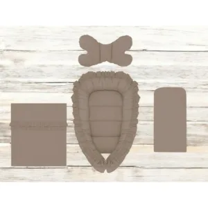 Set 4 in 1 cosulet bebelus MimiNu Baby Cocoon 75x55 cm Colectia Royal Mocha