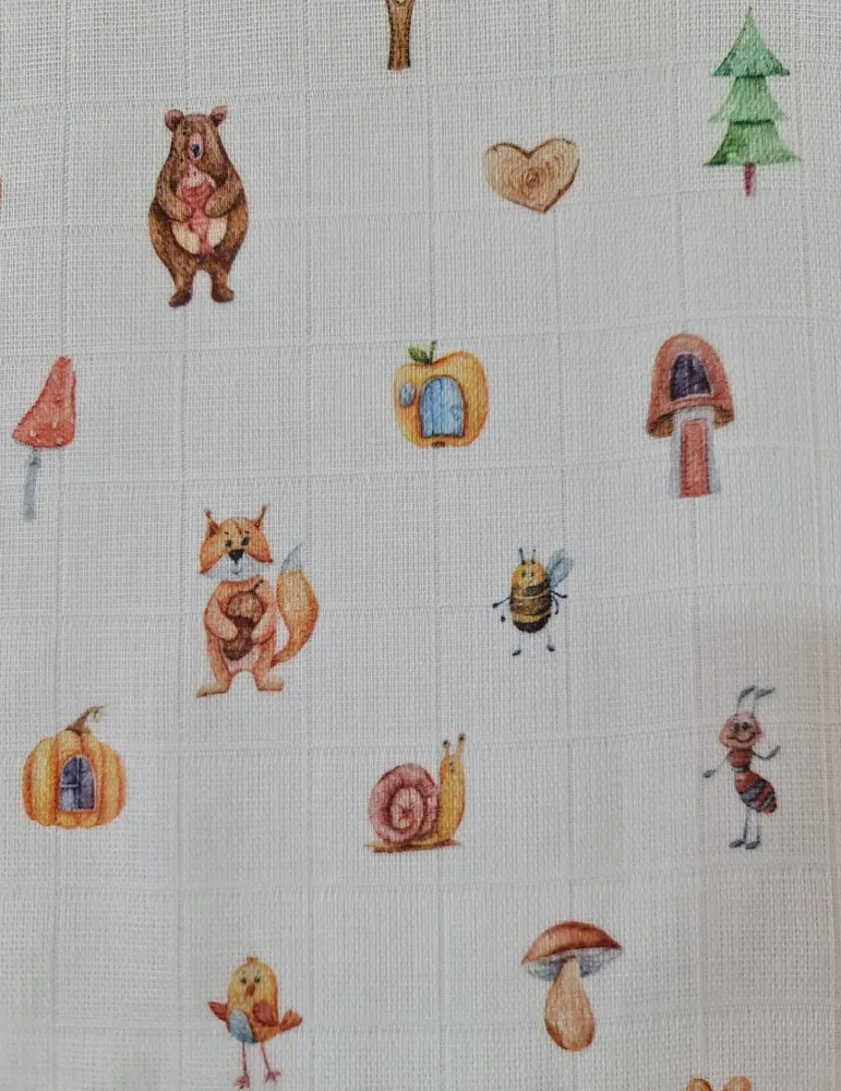 Set 4 lavete din muselina 40x40 cm Kreis Design Animale