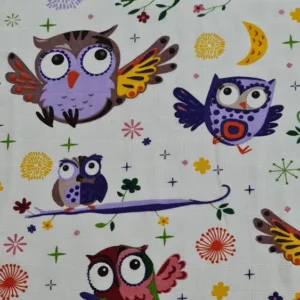 Set 4 lavete din muselina 40x40 cm Kreis Design Bufnite