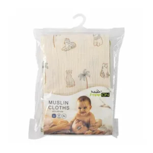 Set 4 lavete din muselina Bubaba pentru spalarea si ingrijirea bebelusului greenbeige