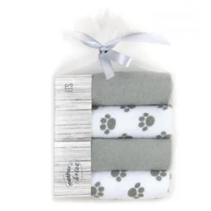 Set 4 mini prosopele Mothers Choice pentru bebelusi alb si gri