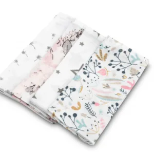 Set 4 mini prosopele Sensillo Spit Up Pink 35x35 cm din muselina