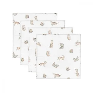 Set 4 museline din bumbac si bambus Dreamland 30 x 30 cm