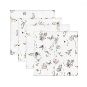 Set 4 museline multifunctionale din bumbac si bambus Natura 30x30 cm