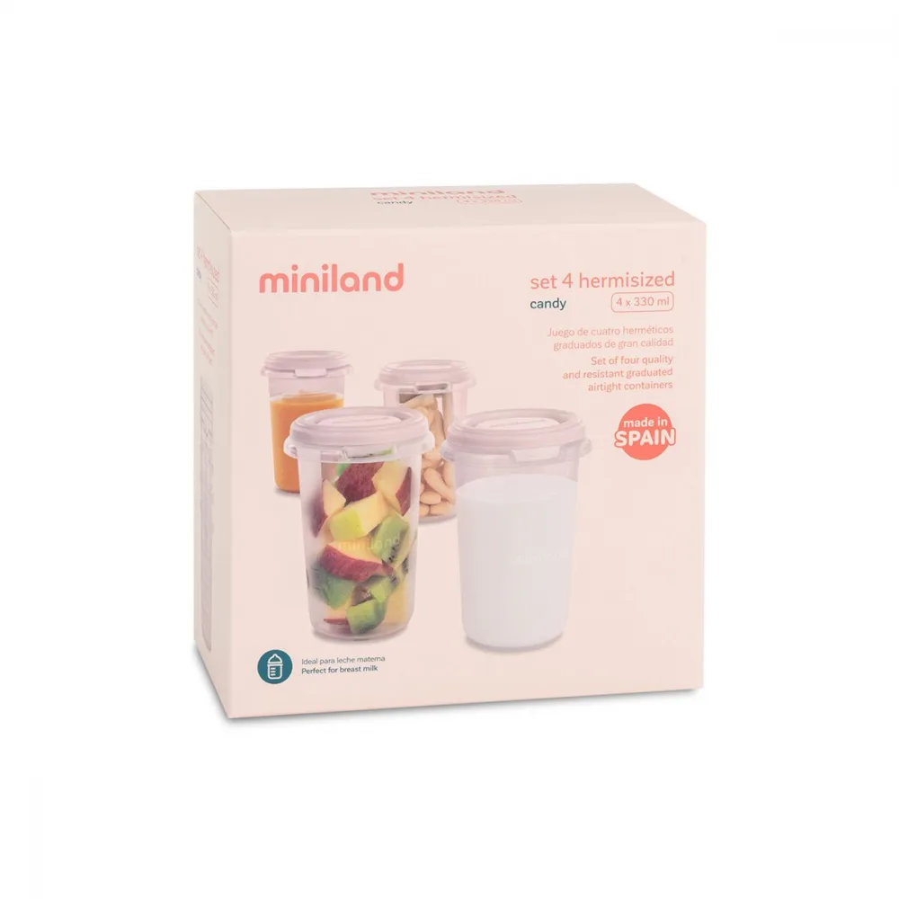 Set 4 recipiente gradate Miniland Candy 330 ml