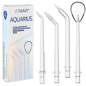 Set 4 rezerve duze profesionale Vitammy Aquarius pentru irigatorul bucal Vitammy Aquarius transparent