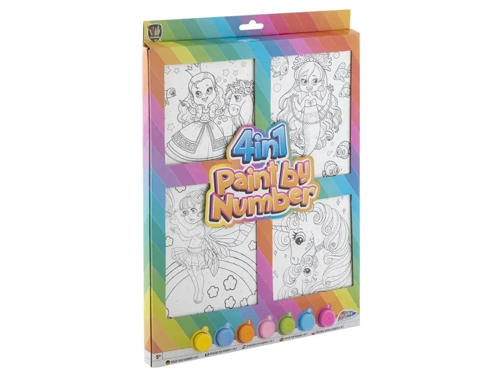 Set 4 tablouri pictura pe numere pentru fetite Grafix 150082