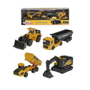 Set 4 vehicule de constructii Majorette Volvo