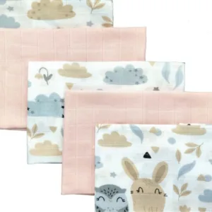 Set 5 batistute din bumbac pentru copii 38x38 cm Pastel