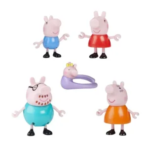 Set 5 figurine Familia Peppa Pig Hasbro cu figurina Baby Evie inclusa