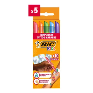 Set 5 markere si 10 sabloane pentru tatuaje temporare