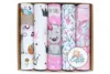 Set 5 scutece din muselina 70x80 cm Eco Box Pink Girl