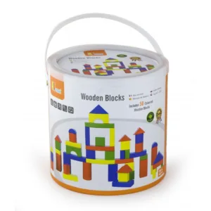 Set 50 cuburi de construit din lemn