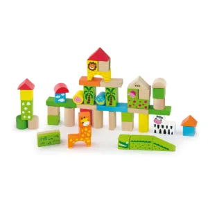 Set 50 cuburi de construit din lemn