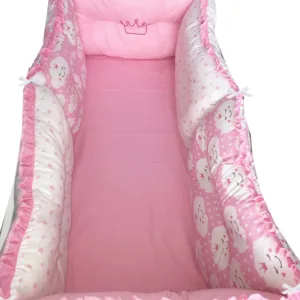 Set 6 aparatori protectii laterale patut 120x60 cm Roz-norisori-stelute