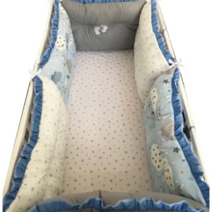 Set 6 aparatori protectii laterale patut 140x70 cm Albastru-norisori-stelute