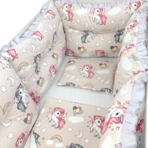 Set 6 aparatori protectii laterale patut 140x70 cm Unicorni