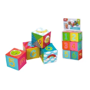 Set 6 cuburi moi colorate cu litere si cifre ABC Simba