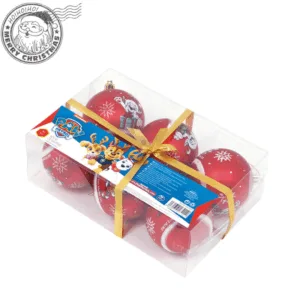 Set 6 globuri brad Craciun Paw Patrol 8 cm