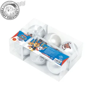 Set 6 globuri brad Craciun Paw Patrol argintii