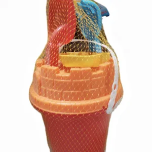Set 6 jucarii de nisip Medium Bucket Red  Orange