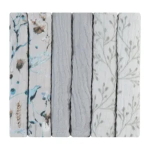 Set 6 mini prosopele din muselina KikkaBoo 30x30 cm Dreamy Fields Grey