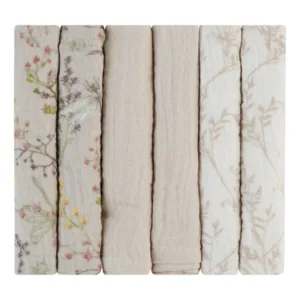 Set 6 mini prosopele KikkaBoo Secret Garden Beige 30x30 cm din muselina