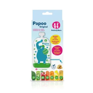 Set 6 pungi reutilizabile pentru hranire cu elefantei Papoo Albastru