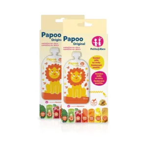 Set 6 pungi reutilizabile pentru hranire cu leuti Papoo Portocaliu