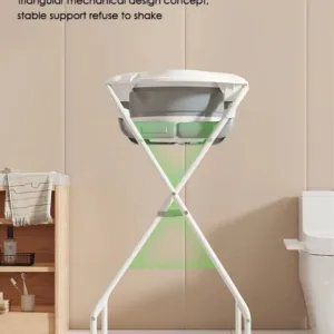 Set Cadita pliabila pentru copii Little Mom Grey