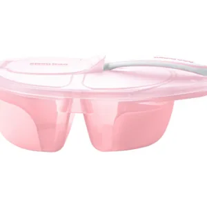 Set Castron cu 2 compartimente si lingurita KikkaBoo Tasty Pink