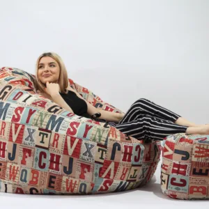 Set Fotoliu Pufrelax king size otoman scrabble umplut cu fulgi de burete memory mix