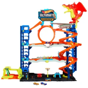 Set Garaj cu 2 masinute Hot Wheels City Ultimate Garage Dragon