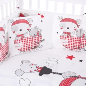 Set Lenjerie 6 piese pentru patut copii KikkaBoo Pirates 140x70 cm cu
