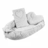 Set New Baby 3 piese Luxury Baby Nest cu doua fete cu paturica si pernuta in forma de inima Minky Heart Grey