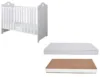 Set Patut din lemn Nichiduta cu somiera reglabila si margine din silicon pentru protectie dintisori Bella White + Saltea cu husa detasabila din microfibra 12 cm grosime Nichiduta Cocos Comfort