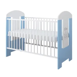 Set Patut din lemn cu inaltime saltea reglabila pe 3 nivele Ptilou Blue Prince + Saltea cocos 10 cm