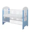 Set Patut din lemn cu inaltime saltea reglabila pe 3 nivele Ptilou Blue Prince + Saltea cocos 12 cm