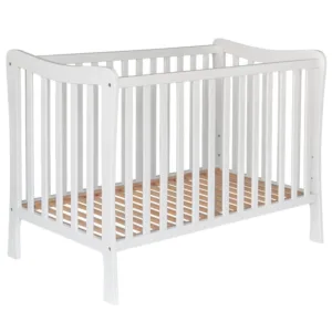 Set Patut din lemn cu margini rotunjite si somiera reglabila Sasha 120x60 cm Alb + Saltea cu husa detasabila din microfibra 10 cm grosime Nichiduta Cocos Comfort +