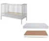 Set Patut din lemn pana la 4 ani cu somiera reglabila pe 3 nivele de inaltime Nichiduta 120x60 cm Grace Alb + Saltea cu husa detasabila din microfibra 12 cm grosime Nichiduta Cocos Comfort