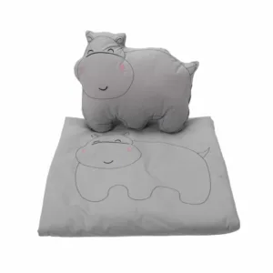 Set Somnart cu paturica brodata si perna hipopotam