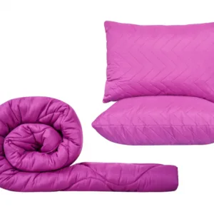 Set Somnart cu pilota 180 x 200 cm si 2 perne uni matlasate 50 x 70 cm mov