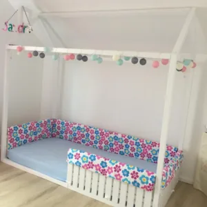 Set aparatori laterale Maxi pentru pat Montessori 120x200 cm Floricele