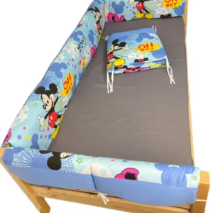Set aparatori laterale Maxi pentru pat Montessori 160x80 cm Mickey Mouse pe albastru