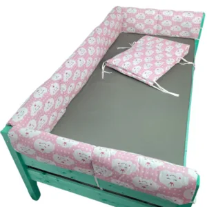 Set aparatori laterale Maxi pentru pat Montessori 160x80 cm Nori Zambareti roz
