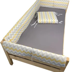 Set aparatori laterale Maxi pentru pat Montessori 160x80 cm Zig zag galben gri